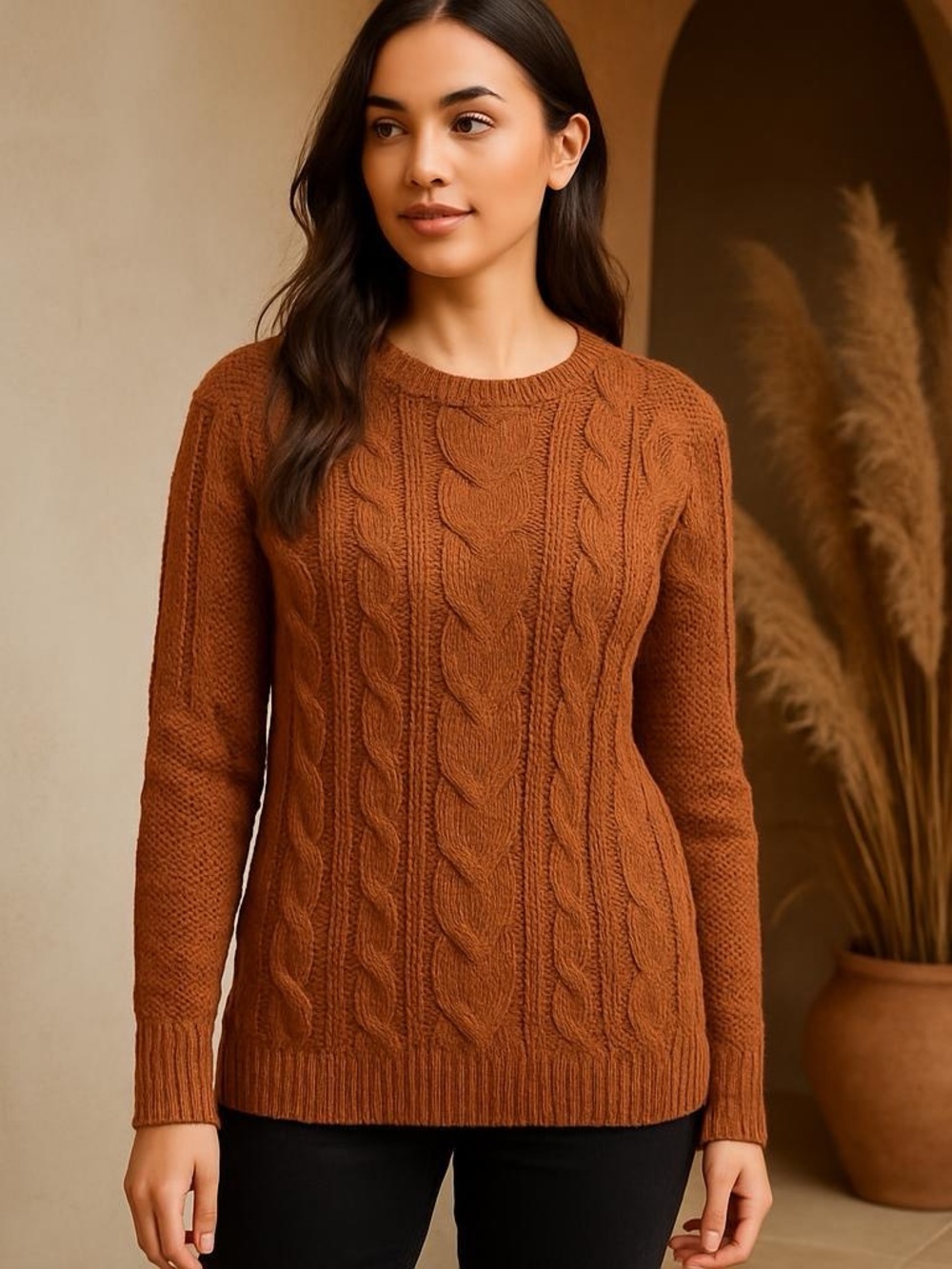 J. Jill Women's Cable Knit‎ Sweater - Rust Size S